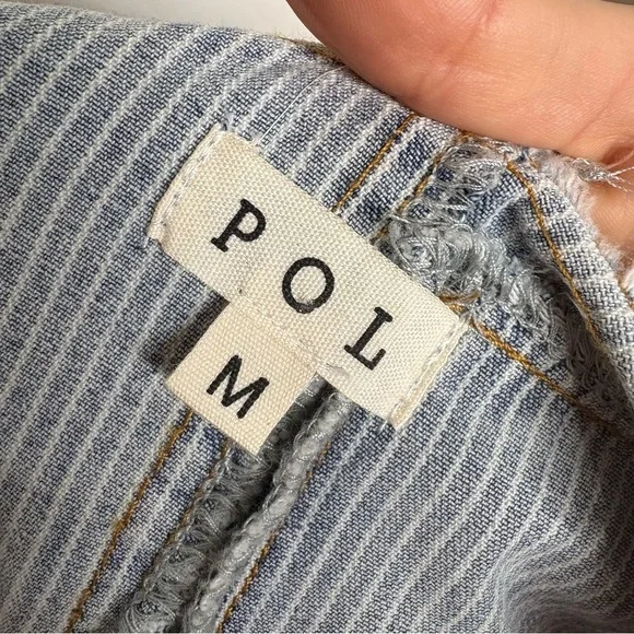 POL Stripe Denim Oversized Vest Criss Cross Side Ties Distressed Size Medium - Picture 7 of 8